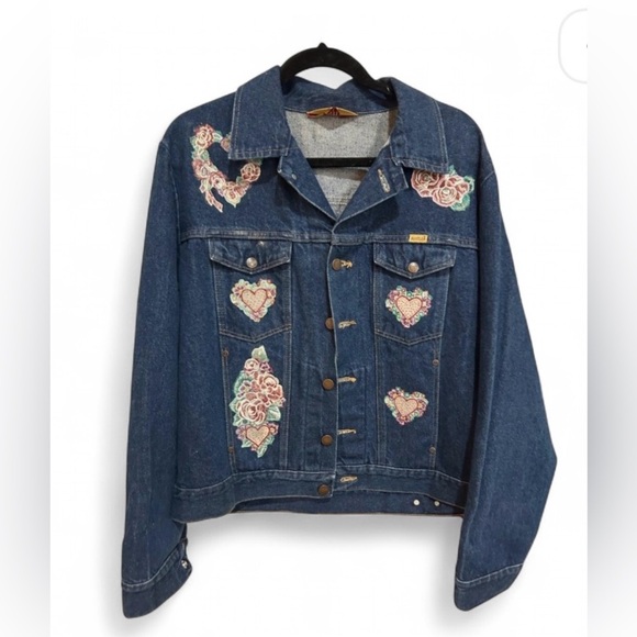 Rustler Jackets & Blazers - Rustler Blue Country Cowboy Denim Patches Jean Jacket Large